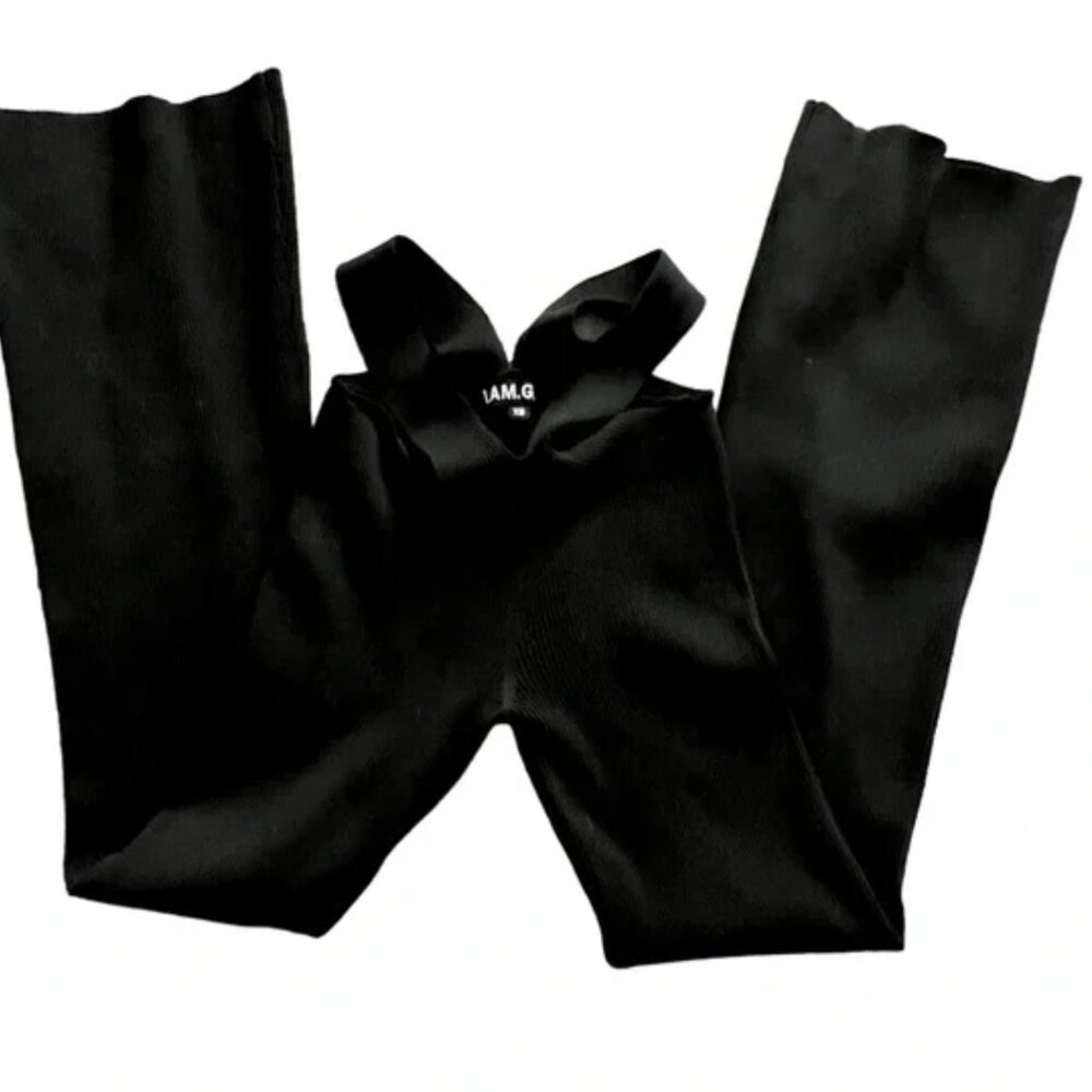 I.AM.GIA Black Hip Cut Out Crossover Flared Knit Mid Rise BRAND NEW W/Tags smal - Picture 4 of 7